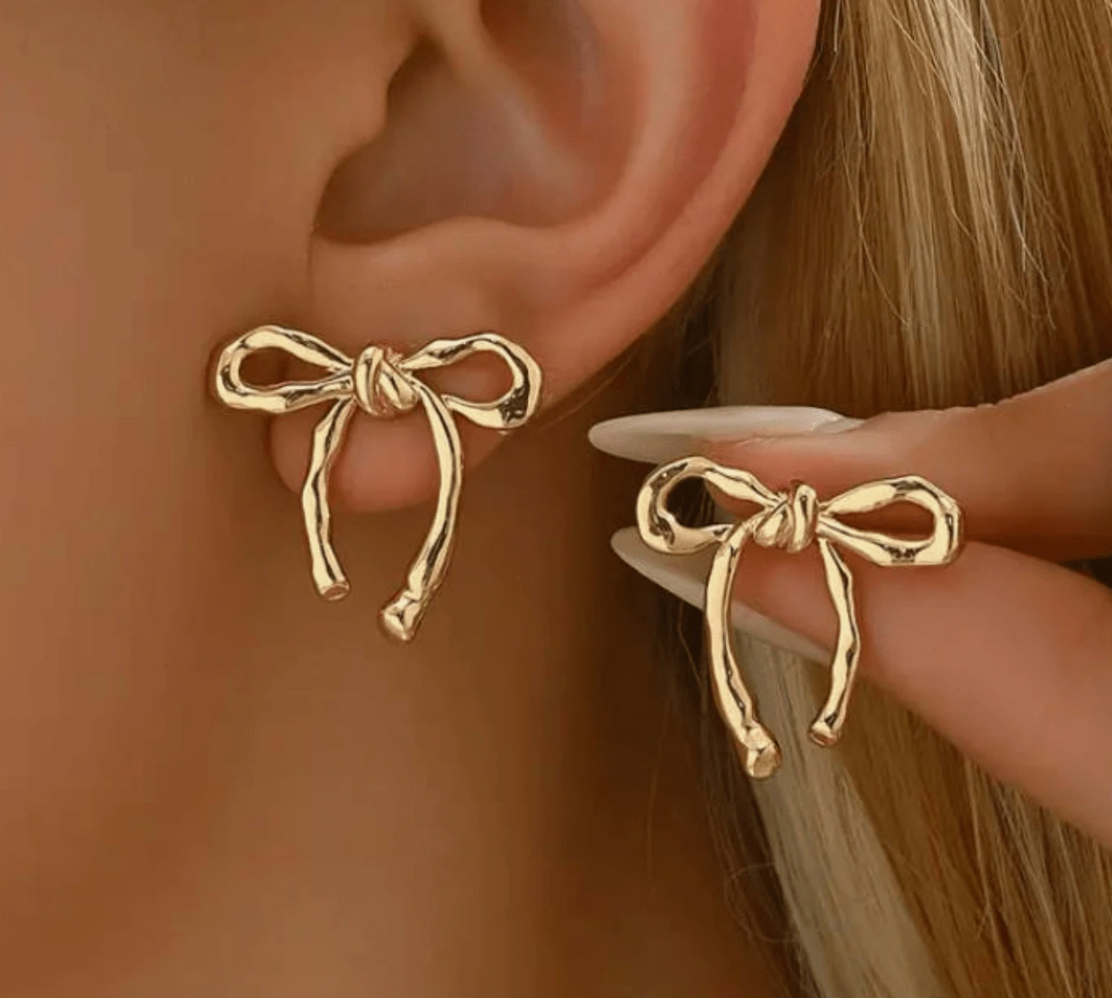 Large Gold Bow Earrings