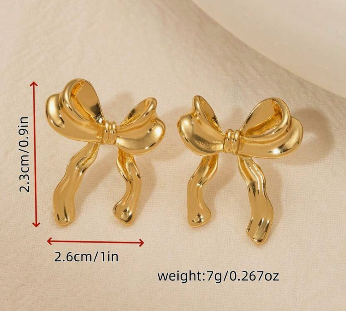 Large Gold Bow Earrings