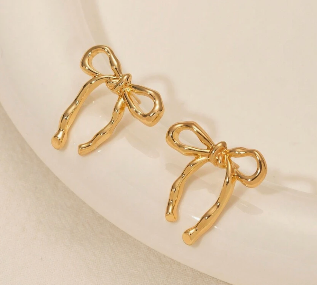 Large Gold Bow Earrings